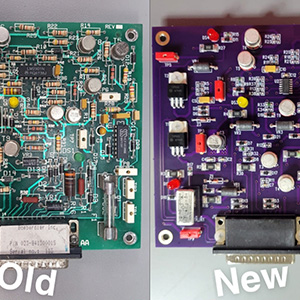 A group of green electrical boards.